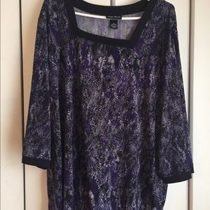 Purple and black snake print top